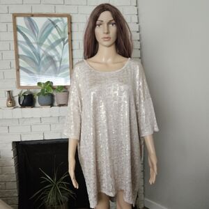 Lularoe dress plus size 2XL gold tunic top short sleeves kimono style